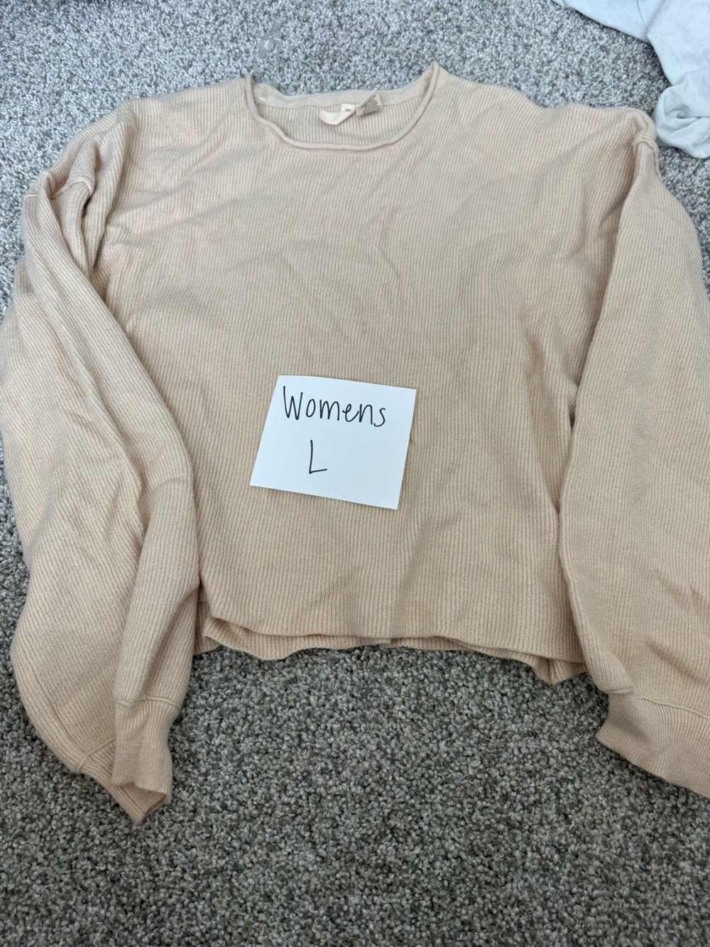 Sky and Sparrow Ribbed Crewneck Sweatshirt - Beige